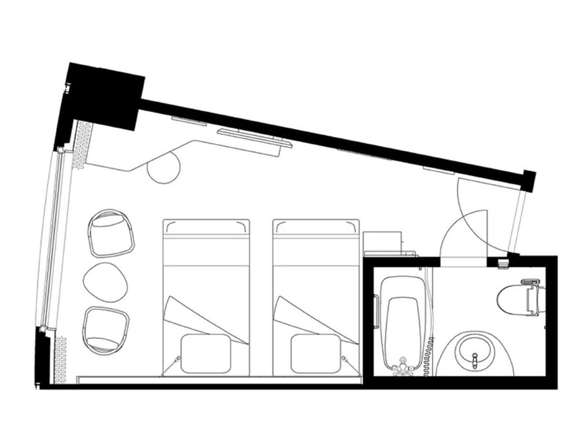 札幌王子酒店 客房 照片 A floorplan of a typical room