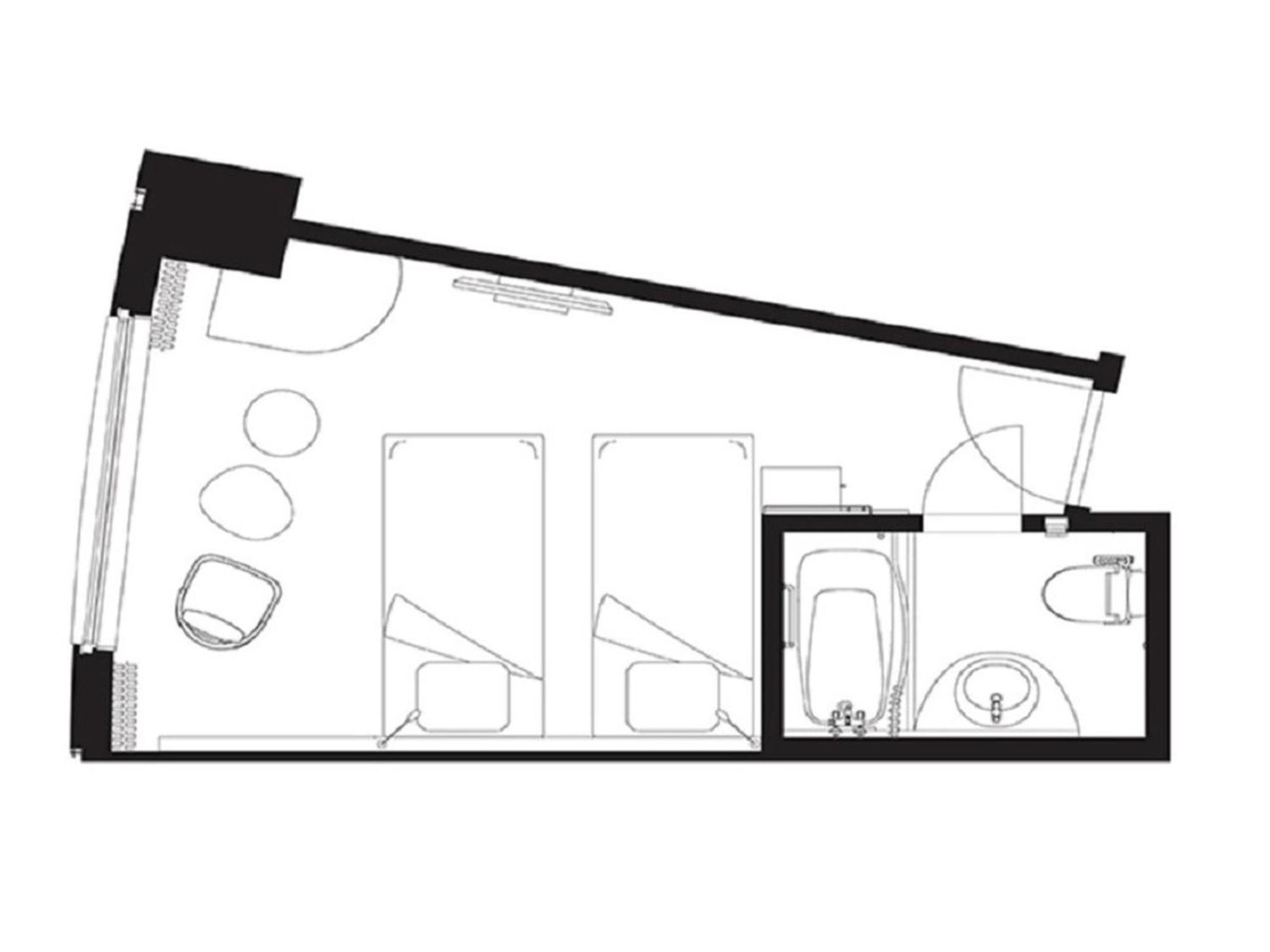 札幌王子酒店 客房 照片 Floorplan of a typical studio apartment